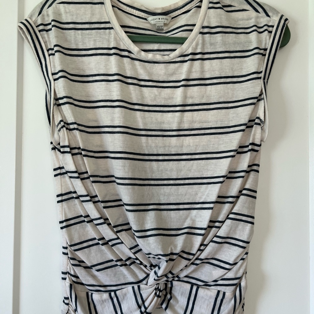 Lucky Brand Navy and White Striped Top